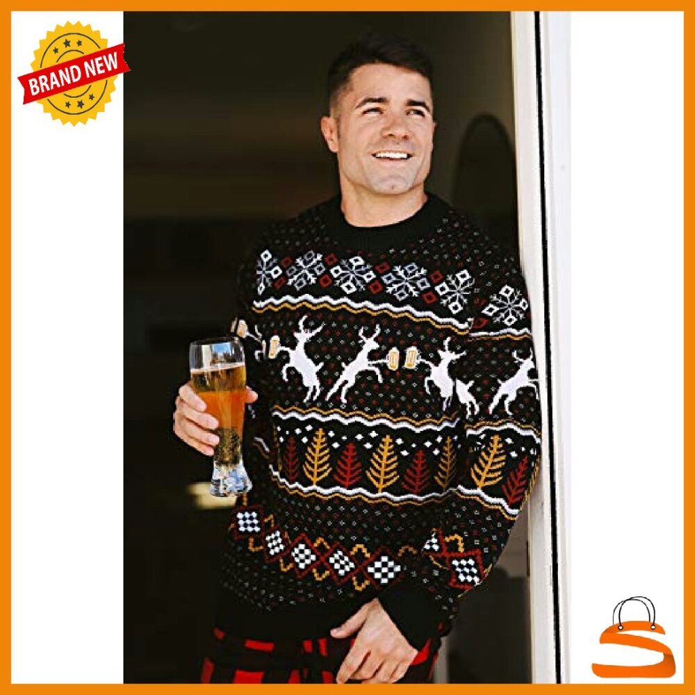 Men's Ugly Christmas Sweater Pullover - Hyper-Comfy Fabric - Tailored Fit - Picture 7 of 8